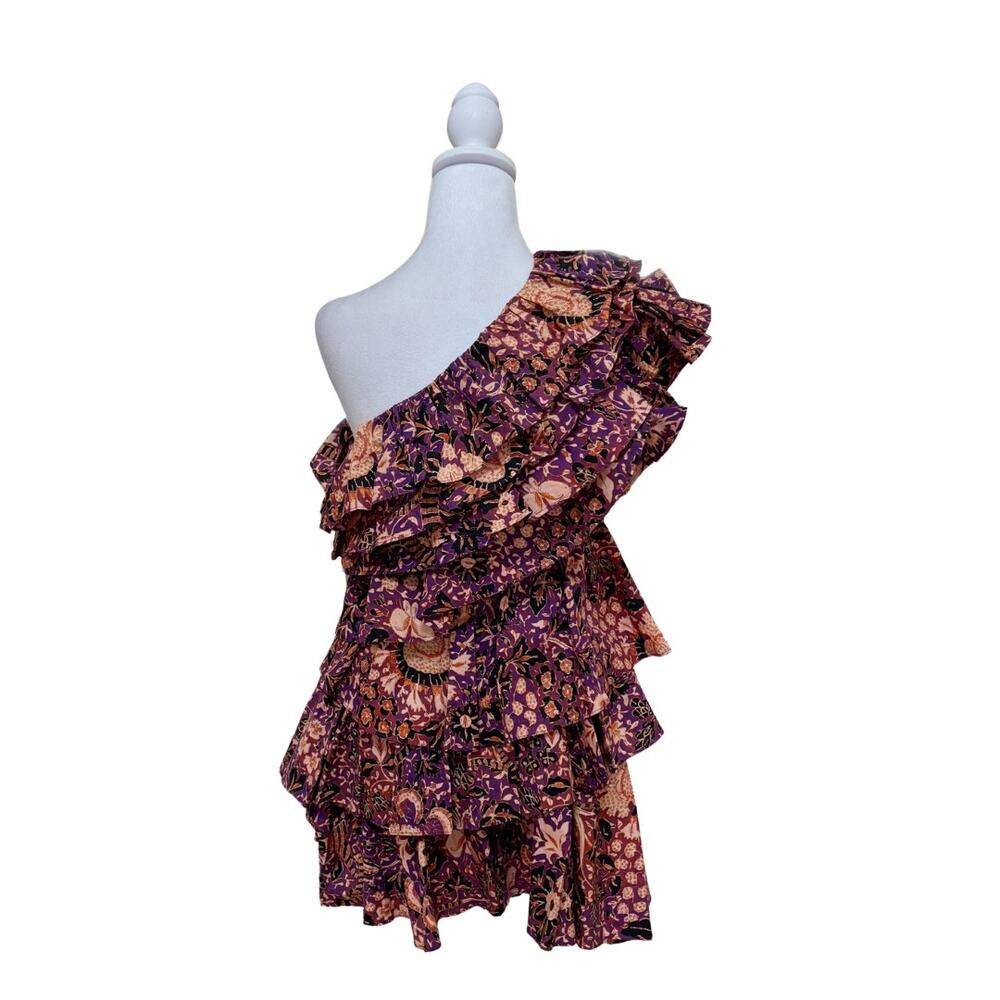 Ulla Johnson Naomi Ruffle Mini Dress 2 NEW Purple Orange - Picture 4 of 7